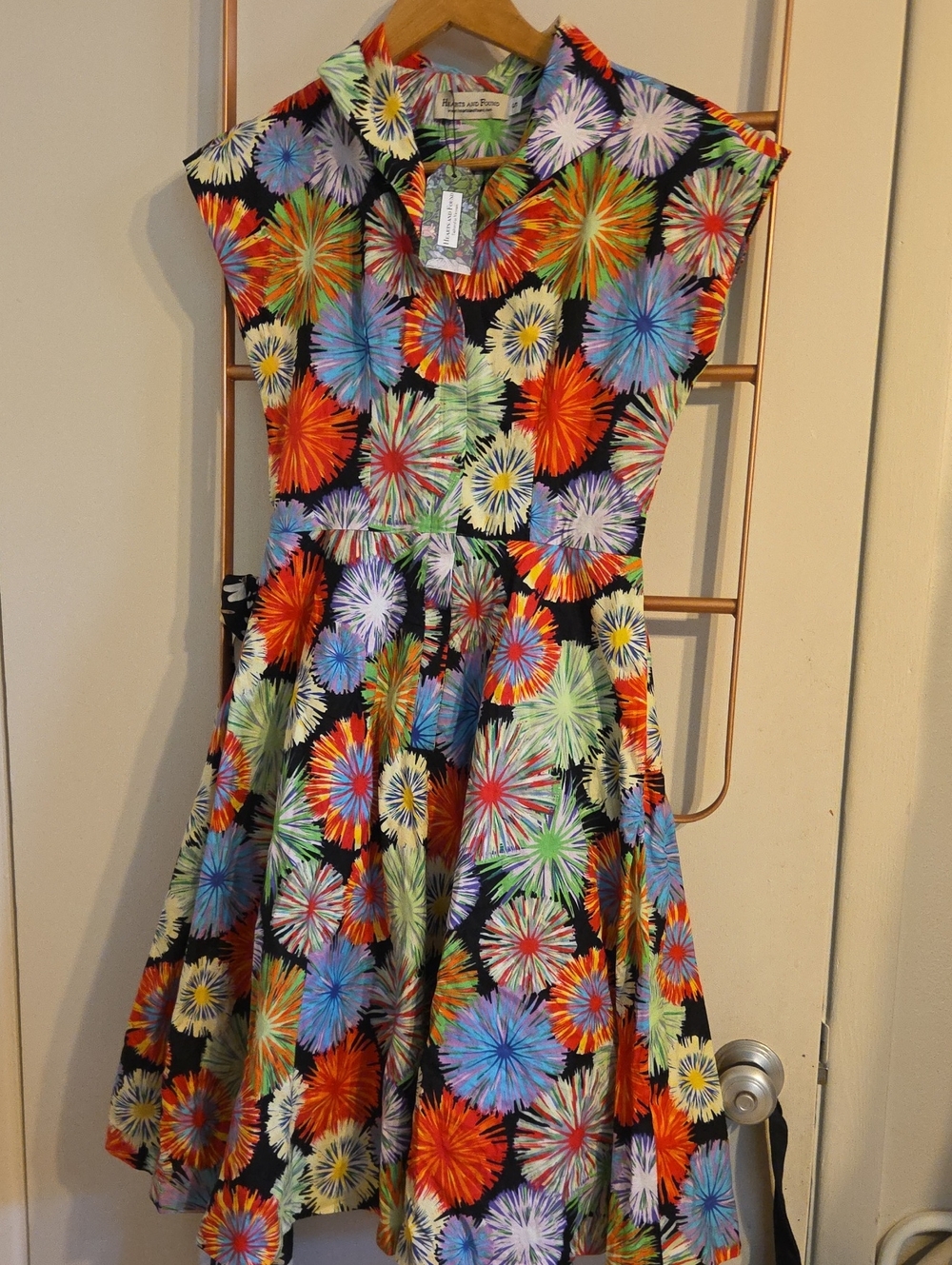 Hearts And Found Zip Front Floral Burst Dress in Multi-Color